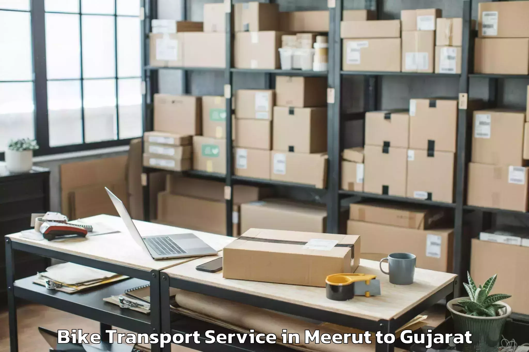 Leading Meerut to Porbandar Airport Pbd Bike Transport Provider